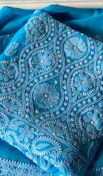 Load image into Gallery viewer, Women's Lucknowi Handcrafted Faux-Georgette Unstitched Chikankari Suit Material - HONC0348789