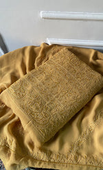 将图像加载到图库查看器中, Women's Lakhnavi Handcrafted Viscose Georgette Unstitched Chikankari Full Suit Material - HONC0325146