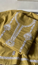 将图像加载到图库查看器中, Women's Lakhnavi Handcrafted Cotton Unstitched Kurta And Dupatta Set - HONC0362874