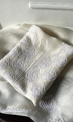 将图像加载到图库查看器中, Women's Lakhnavi Handcrafted Pure Organza Chikankari Unstitched Kurta And Dupatta Set- HONC0328885