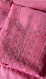 将图像加载到图库查看器中, Women's Lucknowi Handcrafted Mul Chanderi Chikankari Full Suit Material - HONC0260958