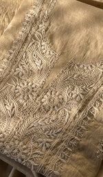 将图像加载到图库查看器中, Women's Lakhnavi Handcrafted Tissue Chanderi Unstitched Kurta And Dupatta Set - HONC0282348