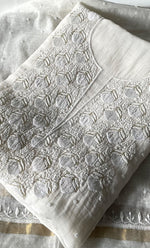 Load image into Gallery viewer, Jazba Women's Lakhnavi Handcrafted Mul Chanderi UnStitched Kurta And Dupatta Set - HONC0320806