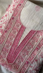 将图像加载到图库查看器中, Women's Lakhnavi Handcrafted Maheshwari Mul Chanderi Unstitched Kurta And Dupatta Set - HONC0270648
