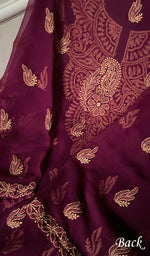 Load image into Gallery viewer, Alia Women's Lakhnavi Handcrafted Faux-Georgette Chikankari Semi-Stiched Suit Material - HONC0239597