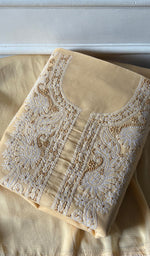 Load image into Gallery viewer, Women's Lakhnavi Handcrafted Unstitched Cotton Chikankari Suit Material - HONC0364004