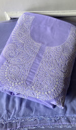 Load image into Gallery viewer, Women's Lakhnavi Handcrafted Cotton Unstitched Chikankari Suit Material - HONC0360788