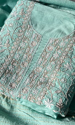 Load image into Gallery viewer, Women's Lakhnavi Handcrafted Munga Silk Chikankari Kurta And Dupatta Set- HONC0282384