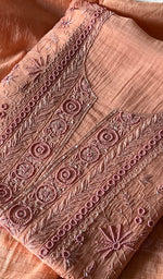 将图像加载到图库查看器中, Women's Lakhnavi Handcrafted Mul Chanderi Unstitched Kurta And Dupatta Set - HONC0280848