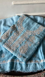 Load image into Gallery viewer, Women's Lakhnavi Handcrafted Mul Chanderi Unstitched Kurta And Dupatta Set - HONC0365693