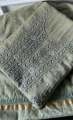 Load image into Gallery viewer, Women's Lakhnavi Handcrafted Mul Chanderi UnStitched Kurta And Dupatta Set - HONC0310811