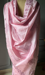 Load image into Gallery viewer, Women's Lakhnavi Handcrafted Tussar Silk Chikankari Saree - HONC0284161