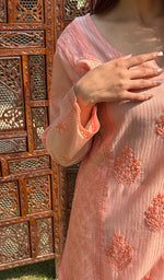 Load image into Gallery viewer, Masooma Women's Lucknowi Handcrafted Chanderi Chikankari Kurti - HONC0258062