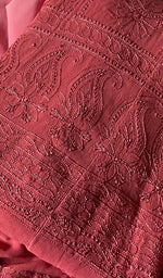 Load image into Gallery viewer, Women's Lakhnavi Handcrafted Viscose Georgette Semi - Stitched Chikankari Anarkali 3pc Set - HONC0358490