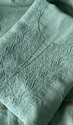 Load image into Gallery viewer, Women's Lakhnavi Handcrafted Mul Chanderi Unstitched Chikankari Full Suit Material - HONC0345043