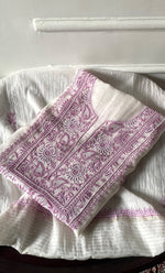 Load image into Gallery viewer, Women's Lakhnavi Handcrafted Unstitched Mul Chanderi Kurta And Dupatta Set - HONC0327488