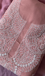 将图像加载到图库查看器中, Women's Lakhnavi Handcrafted Cotton Chikankari Suit Material - HONC0264505