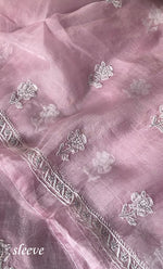 Load image into Gallery viewer, Women's Lakhnavi Handcrafted Pure Organza Chikankari Unstitched Kurta And Dupatta Set- HONC0307952