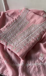 将图像加载到图库查看器中, Rishana Women's Lakhnavi Handcrafted Mul Chanderi UnStitched Kurta And Dupatta Set - HONC0318517