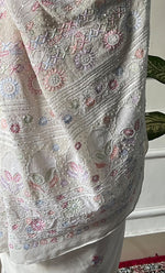 Load image into Gallery viewer, Women's Lakhnavi Handcrafted Pure Silk Georgette Chikankari Saree - HONC0313292