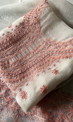 将图像加载到图库查看器中, Women's Lakhnavi Handcrafted Pure Organza Chikankari Unstitched Kurta And Dupatta Set- HONC0331057
