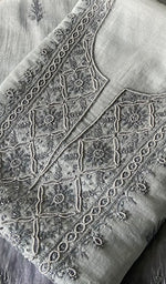 Load image into Gallery viewer, Women's Lakhnavi Handcrafted Mul Chanderi Unstitched Chikankari Full Suit Material - HONC0295747