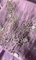 Load image into Gallery viewer, Women's Lakhnavi Handcrafted Mul Chanderi Unstitched Chikankari Full Suit Material - HONC0311945