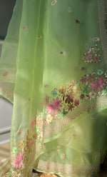 将图像加载到图库查看器中, Inayat Women's Lucknowi Handcrafted Pure Organza Silk Chikankari Saree  - HONC0278819