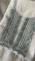 Load image into Gallery viewer, Women's Lakhnavi Handcrafted Mul Chanderi Unstitched Kurta And Dupatta Set - HONC0266437