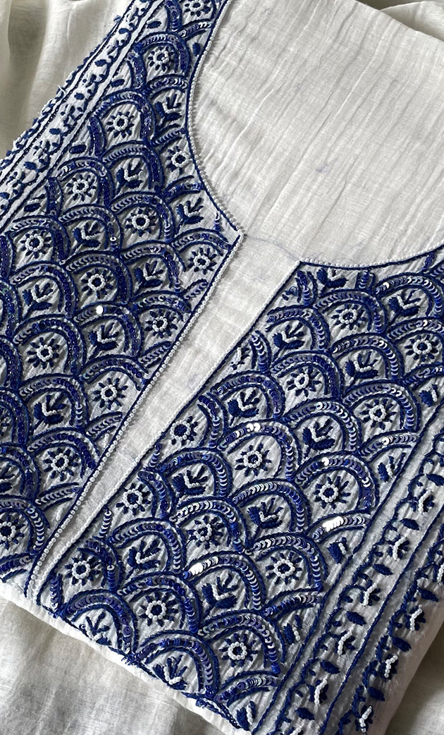 omen's Lakhnavi Handcrafted Mul Chanderi Unstitched Kurta And Dupatta Set - HONC0321262