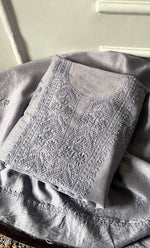 Load image into Gallery viewer, Women's Lucknowi Handcrafted Chanderi Silk Chikankari Full Suit Material - HONC0322745
