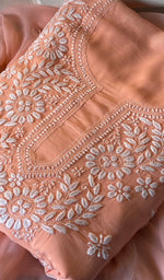 将图像加载到图库查看器中, Women's Lakhnavi Handcrafted Modal Cotton Chikankari Suit Material - HONC0275955
