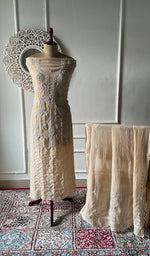 将图像加载到图库查看器中, Aavya Women's Lakhnavi Handcrafted Mul Chanderi Unstitched Kurta And Dupatta Set- HONC0348673