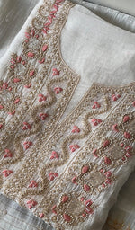 将图像加载到图库查看器中, Women's Lakhnavi Handcrafted Mul Chanderi Unstitched Kurta And Dupatta Set - HONC0279816