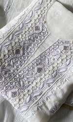 Load image into Gallery viewer, Women's Lakhnavi Handcrafted Unstitchd Mul Chanderi Kurta And Dupatta Set - HONC0323578