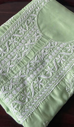 将图像加载到图库查看器中, Women's Lakhnavi Handcrafted Cotton Chikankari Unstitched Kurti Fabric - HONC0368476