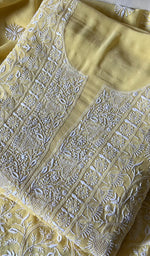 Load image into Gallery viewer, Women's Lakhnavi Handcrafted Pure Silk Georgette Chikankari Suit Material - HONC0260898