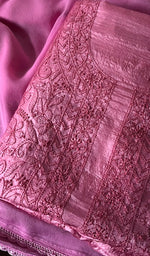 将图像加载到图库查看器中, Pink Tussar Silk Chikankari Kurta And Dupatta Set