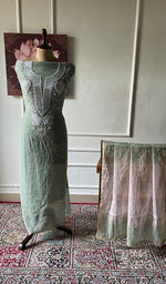 将图像加载到图库查看器中, Women's Lakhnavi Handcrafted Mul Chanderi Unstitched Kurta And Dupatta Set- HONC0355598