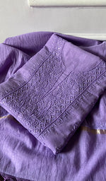 Load image into Gallery viewer, Women's Lakhnavi Handcrafted Mul Chanderi Unstitched Chikankari Full Suit Material - HONC0328125
