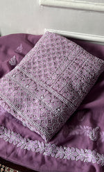 Load image into Gallery viewer, Vamika Women's Lucknowi Handcrafted Faux-Georgette Unstitched Chikankari Suit Material - HONC0330345