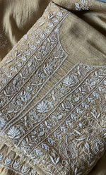 Load image into Gallery viewer, Women's Lakhnavi Handcrafted Munga Silk Unstitched Chikankari Kurta And Dupatta Set- HONC0282389