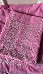Load image into Gallery viewer, Women's Lakhnavi Handcrafted Pure Cotton Unstitched Kurta And Dupatta Set - HONC0185419