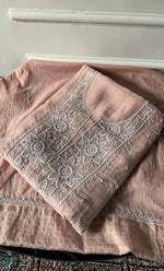 Load image into Gallery viewer, Women's Lakhnavi Handcrafted Mul Chanderi Unstitched Kurta And Dupatta Set- HONC0319474
