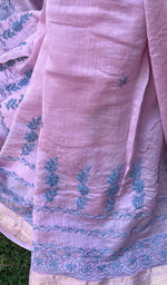 Load image into Gallery viewer, Women's Lakhnavi Handcrafted Mul Chanderi Chikankari Saree - HONC0273492