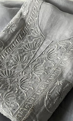 将图像加载到图库查看器中, Women's Lakhnavi Handcrafted Pure Organza Chikankari Unstitched Kurta And Dupatta Set- HONC0311253