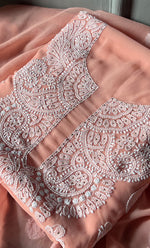 将图像加载到图库查看器中, Yumna Women's Lucknowi Handcrafted Faux-Georgette Chikankari Suit Material - HONC0263064