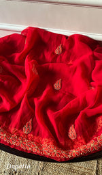 将图像加载到图库查看器中, Yumna Women's Lucknowi Handcrafted Faux-Georgette Chikankari Suit Material - HONC0277972