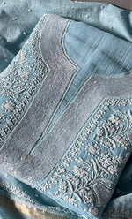 Load image into Gallery viewer, Navedaa Women's Lakhnavi Handcrafted Mul Chanderi Unstitched Kurta And Dupatta Set- HONC0309357