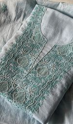 Load image into Gallery viewer, Women's Lakhnavi Handcrafted Mul Chanderi Chikankari Full Suit Material - HONC0287083